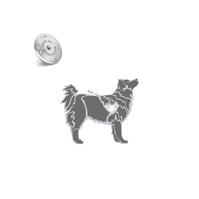 Wpinka z psem sercem Swedish Lapphund srebro - MEJK Jewellery