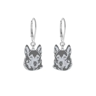 Silver West Siberian Laika engraved earrings - MEJK Jewellery