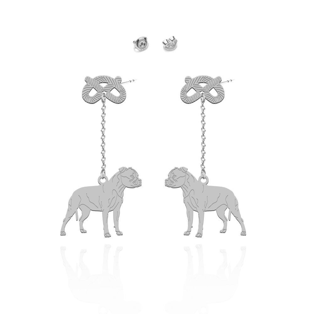 Silver Staffordshire Bull Terrier earrings, FREE ENGRAVING - MEJK Jewellery
