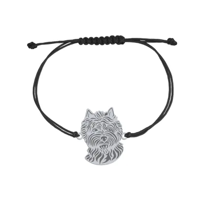 Bransoletka z psem Cairn Terrier srebro sznurek GRAWER GRATIS - MEJK Jewellery