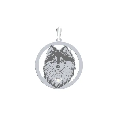 Silver Finnish Lapphund pendant with a heart, FREE ENGRAVING - MEJK Jewellery