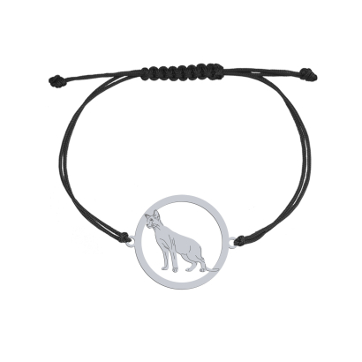 Silver Oriental Shorthair string bracelet, FREE ENGRAVING - MEJK Jewellery