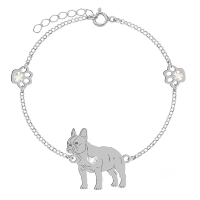 Silver French Bulldog bracelet, FREE ENGRAVING - MEJK Jewellery