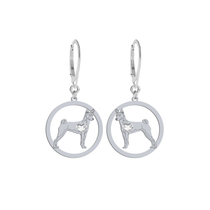 Silver Basenji engraved earrings  - MEJK Jewellery