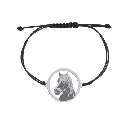 Bransoletka z Koniem Haflinger srebro sznurek GRAWER GRATIS - MEJK Jewellery