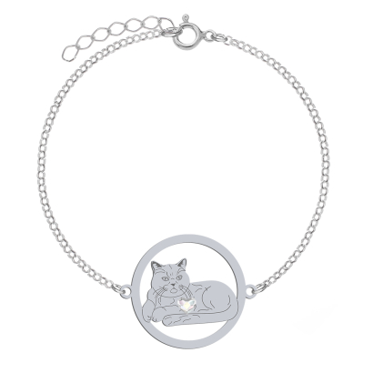 Silver British Shorthair Cat bracelet, FREE ENGRAVING - MEJK Jewellery