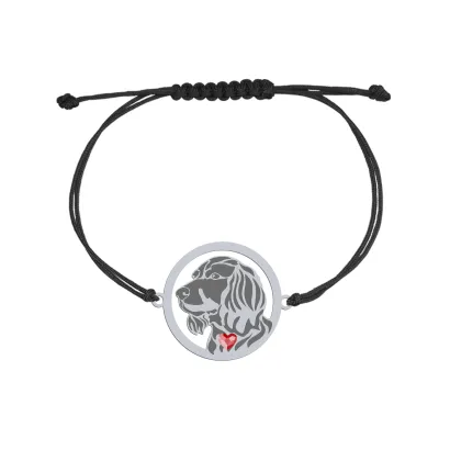 Silver German Spaniel engraved string bracelet with a heart - MEJK Jewellery