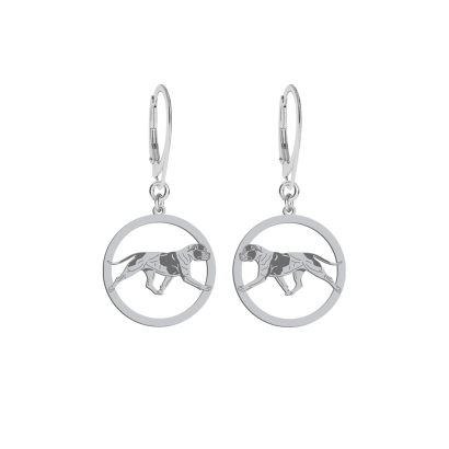 Silver American Bulldog engraved earrings - MEJK Jewellery