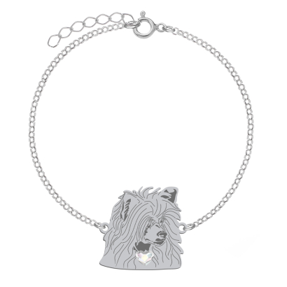 Silver Chinese Crested Powderpuff bracelet, FREE ENGRAVING - MEJK Jewellery