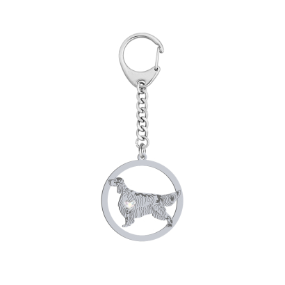 Silver English Setter keyring with a heart, FREE ENGRAVING - MEJK Jewellery