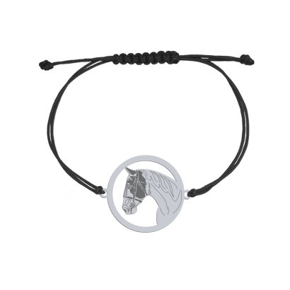 Silver American Paint Horse string bracelet, FREE ENGRAVING - MEJK Jewellery
