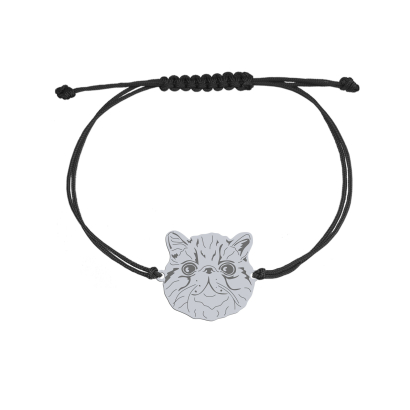 Silver Exotic Shorthair Cat string bracelet, FREE ENGRAVING - MEJK Jewellery