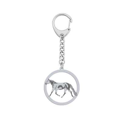 Silver American Paint Horse keyring with, FREE ENGRAVING - MEJK Jewellery