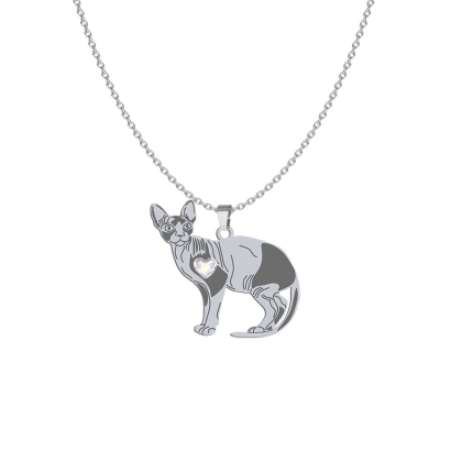 Silver Sphynx Cat necklace, FREE ENGRAVING - MEJK Jewellery