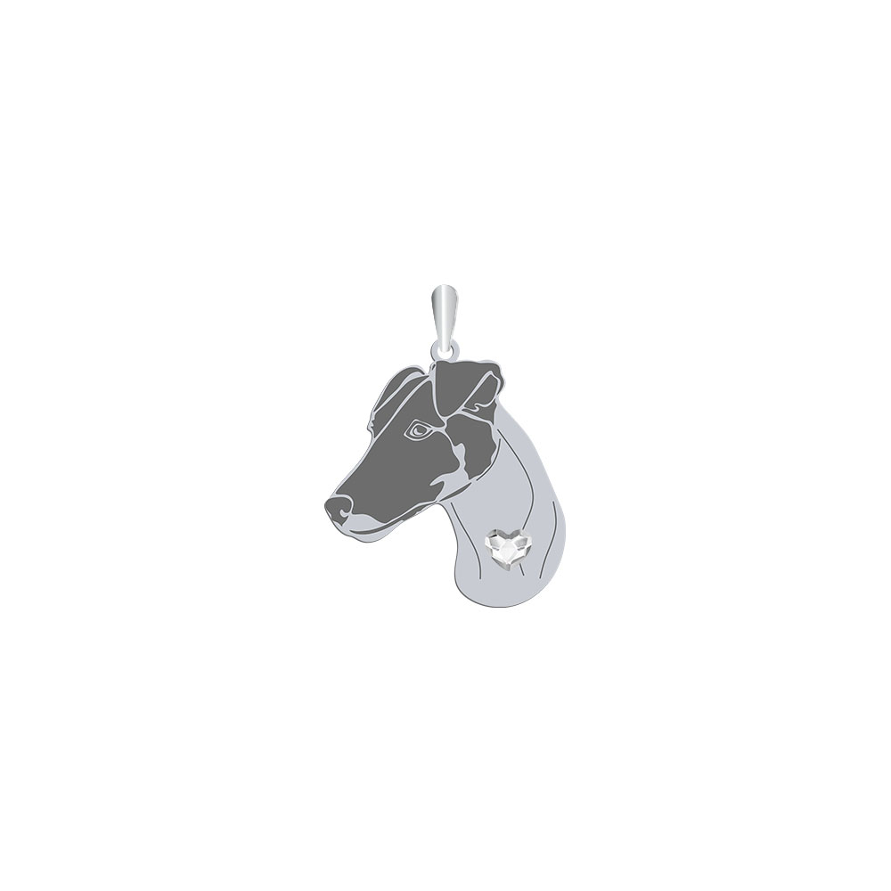Silver Smooth Fox Terrier pendant with a heart, FREE ENGRAVING - MEJK Jewellery