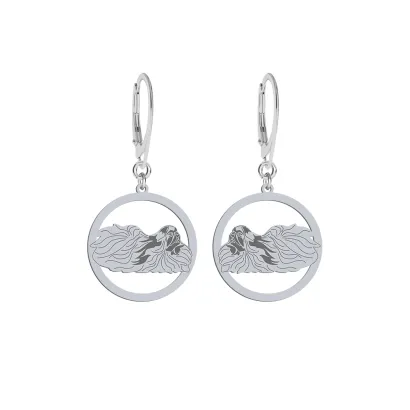 Silver Pekingese engraved earrings - MEJK Jewellery