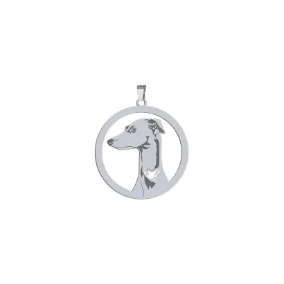 Silver Italian Sighthound pendant, FREE ENGRAVING - MEJK Jewellery