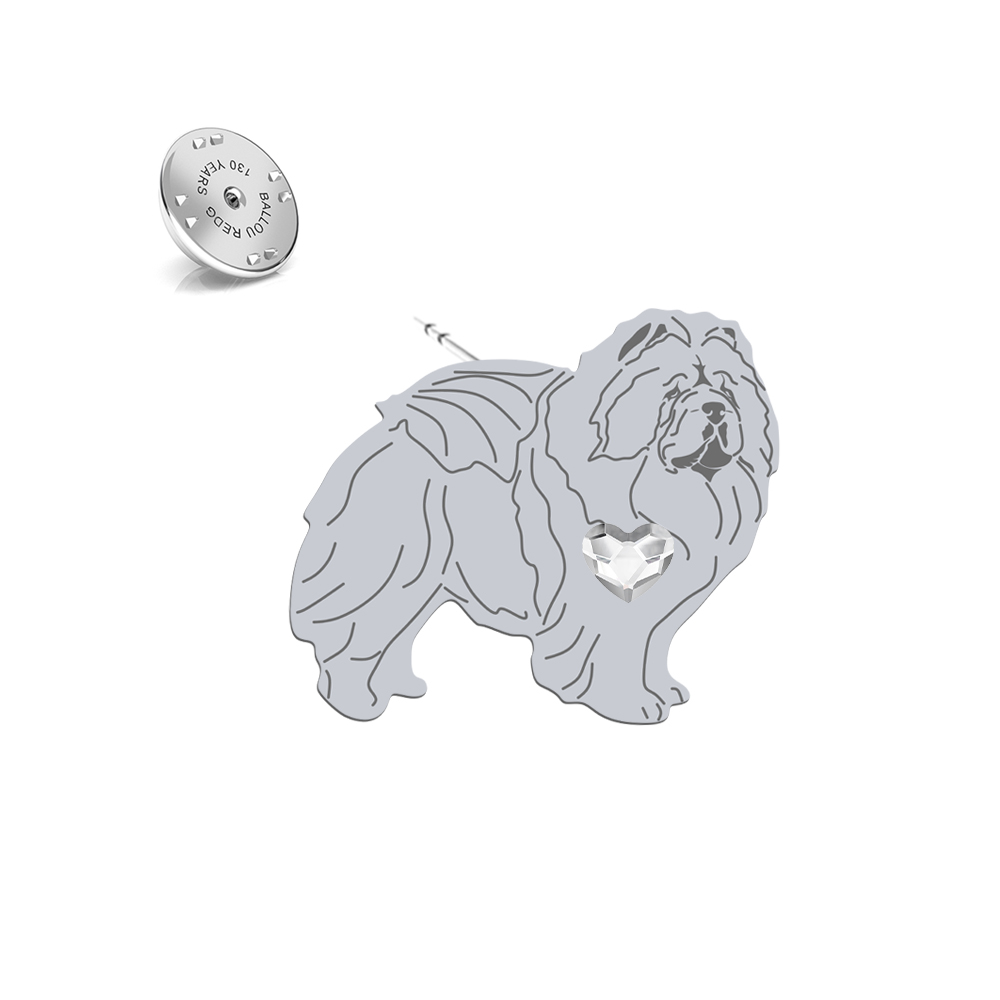 Silver Chow chow pin with a heart - MEJK Jewellery