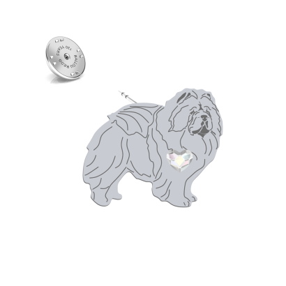 Silver Chow chow pin with a heart - MEJK Jewellery