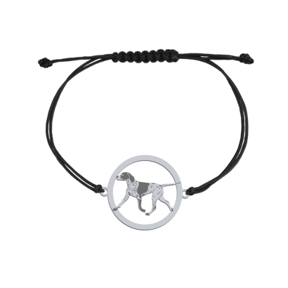 Silver German Shorthaired Pointer engraved string bracelet - MEJK Jewellery