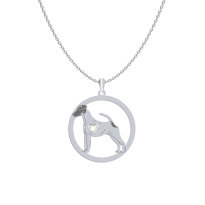 Silver Smooth Fox Terrier necklace with a heart, FREE ENGRAVING - MEJK Jewellery