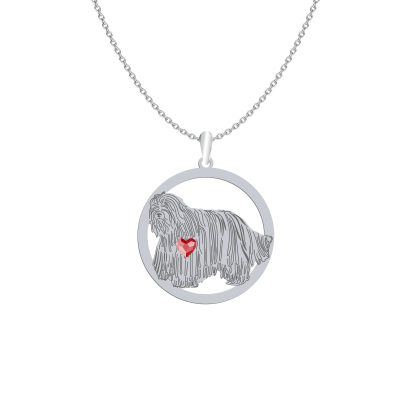 Silver Bergamasco shepherd necklace with a heart, FREE ENGRAVING - MEJK Jewellery