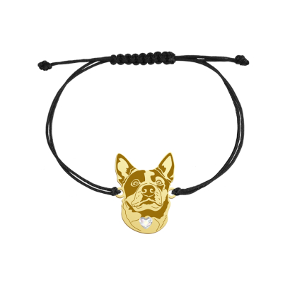 Bransoletka Australijski Pies Pasterski srebro pozłacane sznurek GRAWER GRATIS - MEJK Jewellery