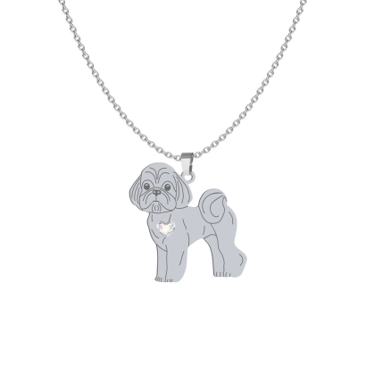 Silver Shih tzu necklace with a heart, FREE ENGRAVING - MEJK Jewellery