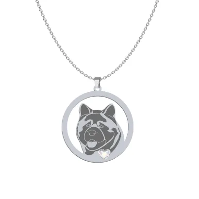 Naszyjnik z psem grawerem Akita Amerykańska srebro - MEJK Jewellery