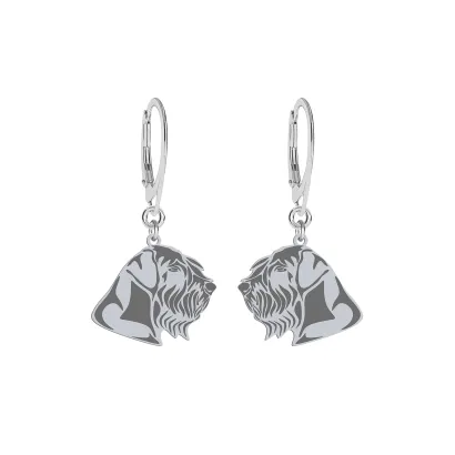 Silver Giant Schnauzer engraved earrings - MEJK Jewellery