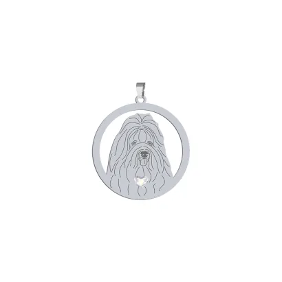 Silver Coton de Tulear engraved pendant with a heart - MEJK Jewellery