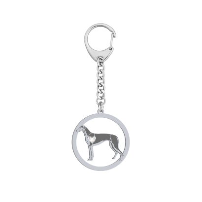 Silver Polish Greyhound engraved keyring - MEJK Jewellery
