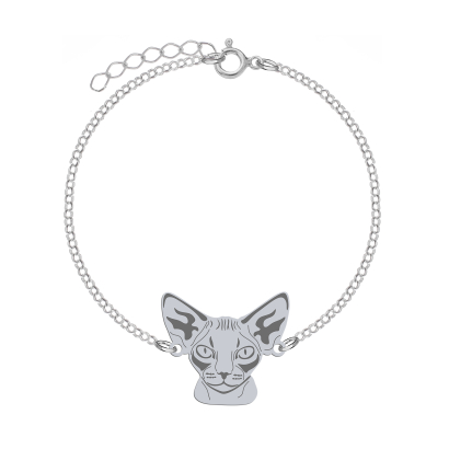 Silver Devon Rex Cat bracelet, FREE ENGRAVING - MEJK Jewellery
