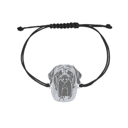 Silver English Mastiff string bracelet, FREE ENGRAVING - MEJK Jewellery