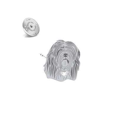 Silver Tibetan Terrier pin with a heart - MEJK Jewellery