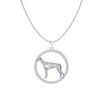 Silver Greyhound engraved necklace with a heart - MEJK Jewellery