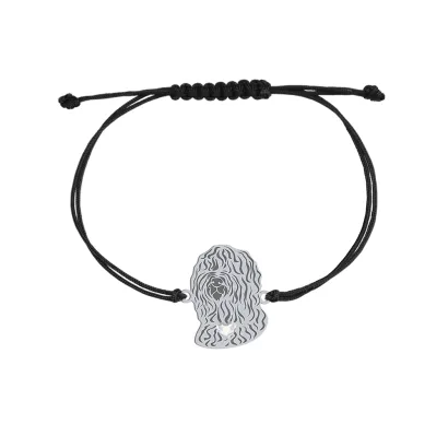 Silver Barbet engraved string bracelet with a heart  - MEJK Jewellery