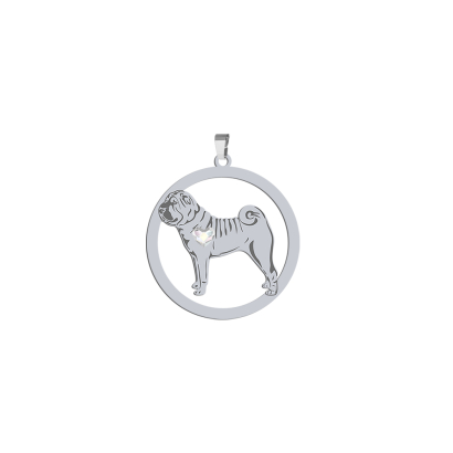 Silver Shar Pei pendant, FREE ENGRAVING - MEJK Jewellery