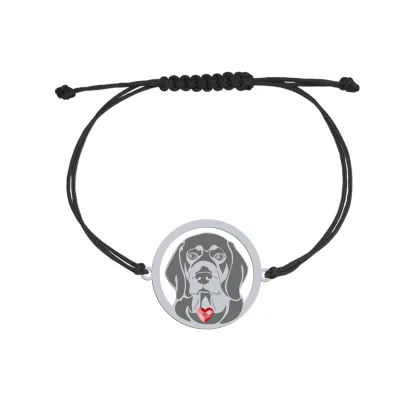 Silver Alpine Dachsbracke engraved string bracelet with a heart - MEJK Jewellery