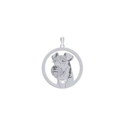 Silver Irish Terrier pendant with a heart, FREE ENGRAVING - MEJK Jewellery