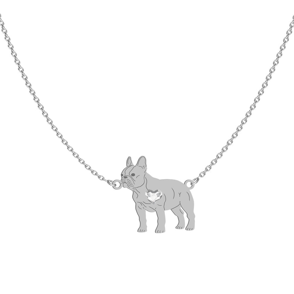 Naszyjnik z psem French Bulldog srebro GRAWER GRATIS - MEJK Jewellery