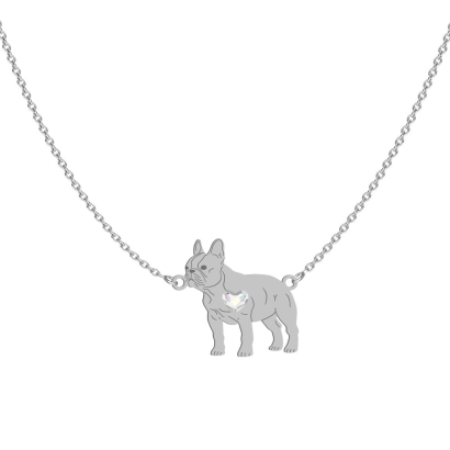 Naszyjnik z psem French Bulldog srebro GRAWER GRATIS - MEJK Jewellery