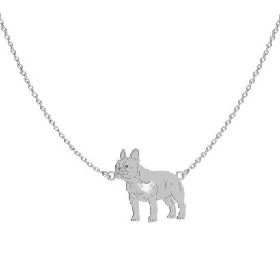 Silver French Bulldog necklace, FREE ENGRAVING - MEJK Jewellery