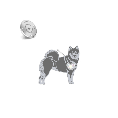 Wpinka z sercem psem Shiba-inu srebro - MEJK Jewellery