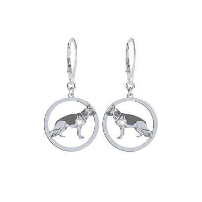 Silver German Shepherd earrings, FREE ENGRAVING - MEJK Jewellery