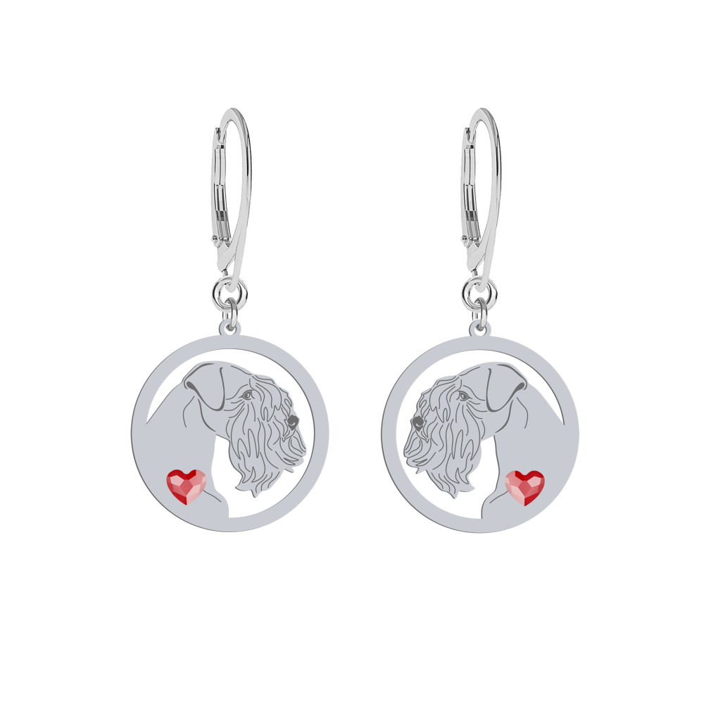 Silver Sealyham Terrier engraved earrings with a heart - MEJK Jewellery