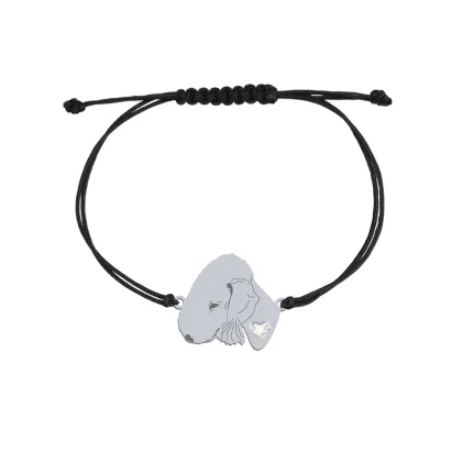 Silver Bedlington Terrier engraved string bracelet - MEJK Jewellery