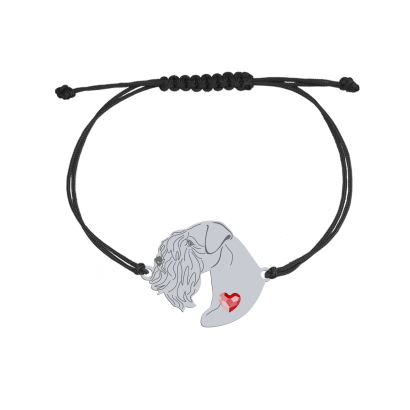 Silver Sealyham Terrier engraved string bracelet with a heart - MEJK Jewellery