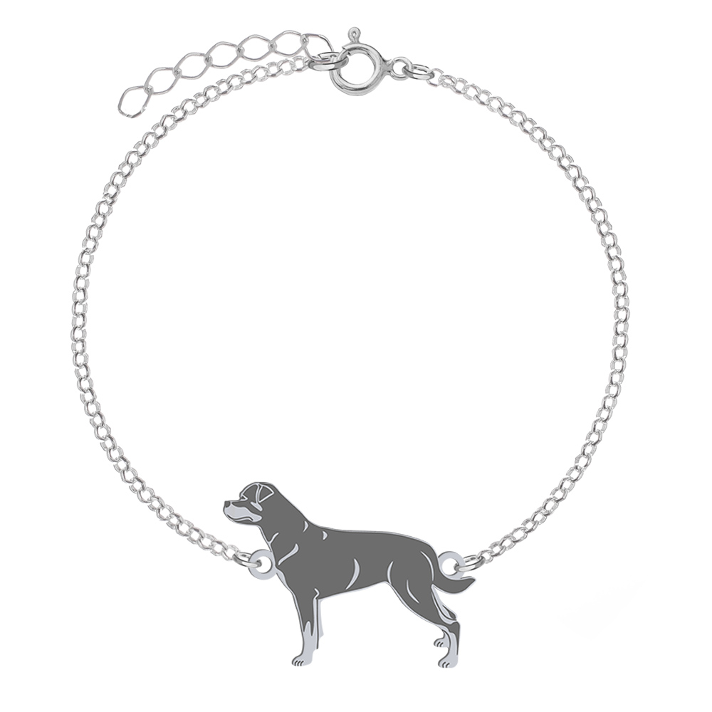 Silver Rottweiler bracelet, FREE ENGRAVING - MEJK Jewellery