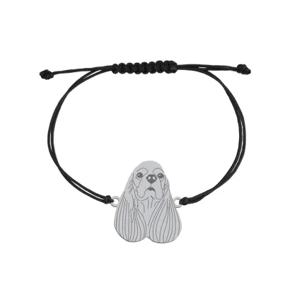 Bransoletka z psem American Cocker Spaniel srebro sznurek GRAWER GRATIS - MEJK Jewellery